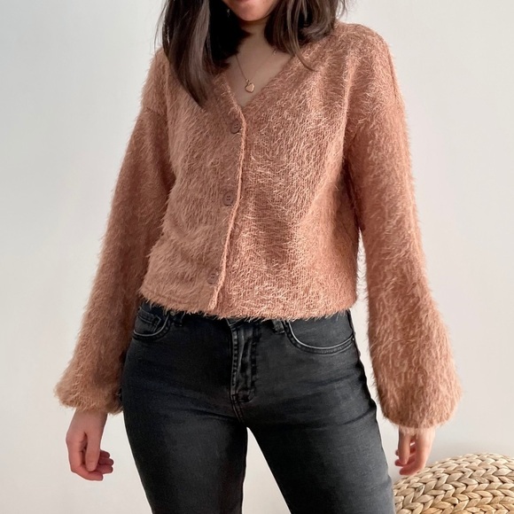 NEW SHEIN FUZZY DROP SHOULDER  CARDIGAN - S - Picture 3 of 16